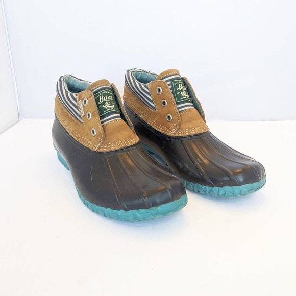 Bass Shoes - Bass Duck Bootie Boots Leather Rubber Sole Women 9
